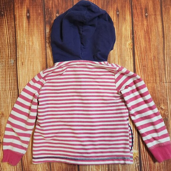 Puma 3T Hooded Sweatshirt Pink White Stripes Navy Hood Logo Toddler Girls - Picture 2 of 6